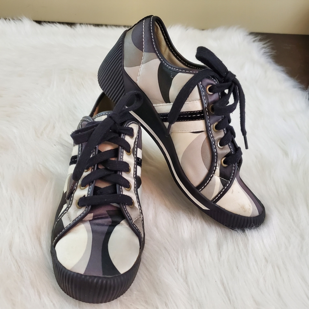 **Coach Nia Sz 6.5 Sateen Wedge Sneakers - Picture 1 of 9